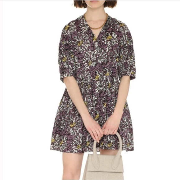 New ‘S MaxMara Balenio Printed Puff Sleeves Mini Dress Size 6 - Picture 1 of 16